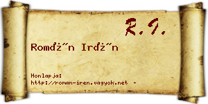 Román Irén névjegykártya